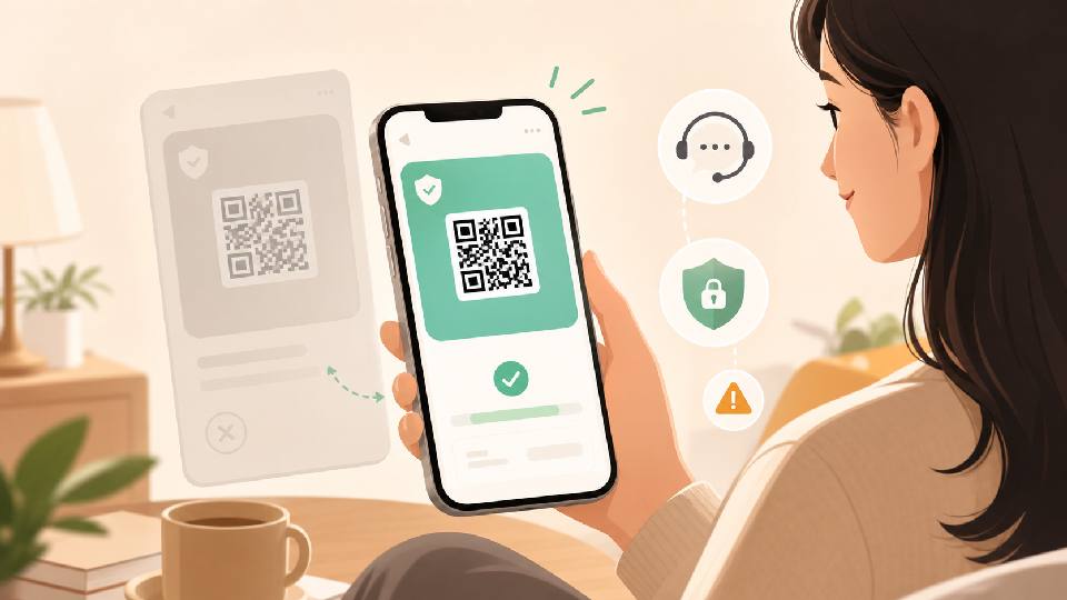 展示一个简洁的用户操作场景:用户查看当前页面中的新卡密卡片,旧卡密被弱化置后;旁边配有客服入口、异常提示盾牌、隐私保护元素。重点传达正确后续动作与安全提醒。 展示一个简洁的用户操作场景:用户查看当前页面中的新卡密卡片,旧卡密被弱化置后;旁边配有客服入口、异常提示盾牌、隐私保护元素。重点传达正确后续动作与安全提醒。